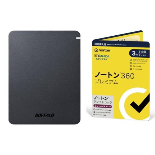 バッファロー(BUFFALO) HD-PGF4.0U3-GBKA 4TB + ノートン 360 ﾌﾟﾚﾐｱﾑ/ｱﾝﾁﾄﾗｯｸ 同時購入 3年5台版 ﾔﾏﾀﾞｴﾃﾞｨｼｮﾝ