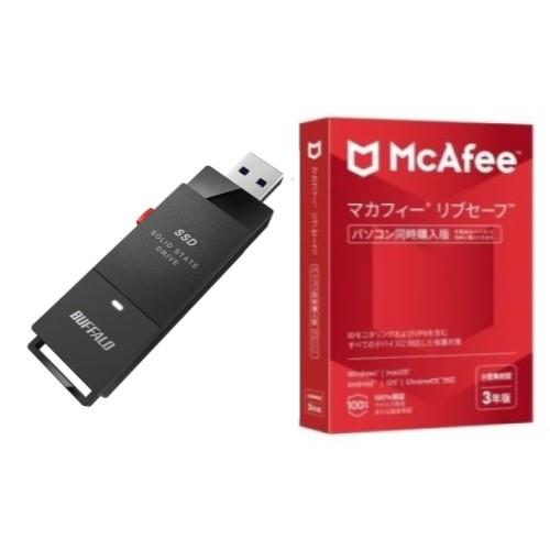 バッファロー(BUFFALO) SSD-PUT1.0U3-BKA ケーブルレス スティックSSD 1TB + マカフィー リブセーフ 3年 同時購入版