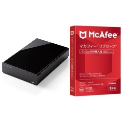 エレコム(ELECOM) ELD-HTV040UBK ブラック HDD 外付けハードディスク 4TB ﾌｧﾝﾚｽ静音設計 ﾗﾊﾞｰﾌｯﾄ付 + マカフィー リブセーフ 3年 同時購入版