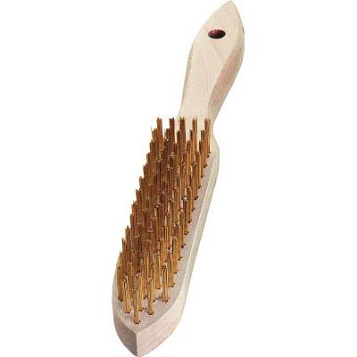 ＬＥＳＳＭＡＮＮ 105451 剣先5行 木柄ハンドブラシ 真鍮メッキ線