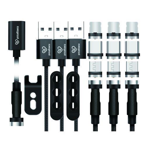 クマザキエイム pitaRaku(ピタラク) 魔法のスマホ充電ケーブル ブラック PRS-01K