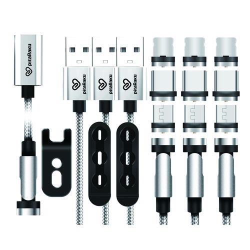 クマザキエイム pitaRaku(ピタラク) 魔法のスマホ充電ケーブル シルバー PRS-01S