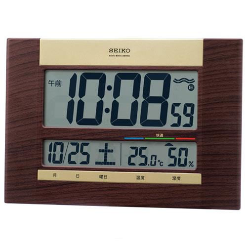 セイコー(SEIKO) SQ440B 茶木目模様 快適度表示付 電波掛時計