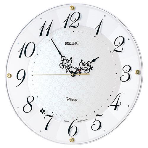 セイコー(SEIKO) FS513W 白パール塗装 Disney 電波掛け時計 Kiss & Heartシリーズ ミッキー ミニー