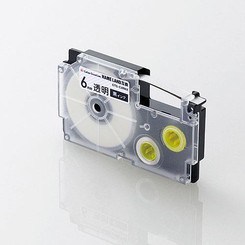 エレコム(ELECOM) CTC-CXR6X カラークリエーション ネームランド互換テープ 透明/黒文字 6mm幅