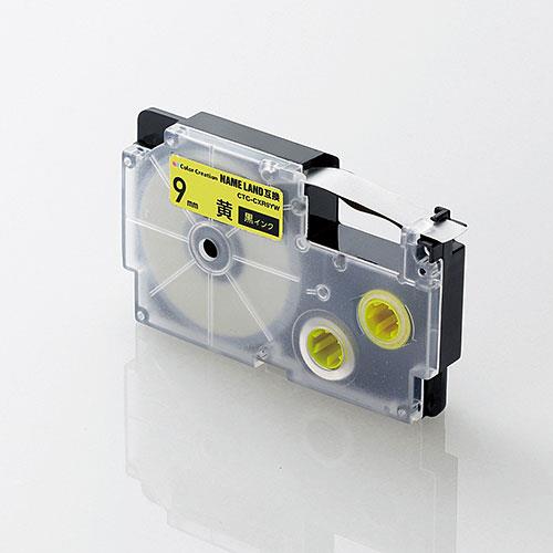 エレコム(ELECOM) CTC-CXR9YW カラークリエーション ネームランド互換テープ 黄/黒文字 9mm幅