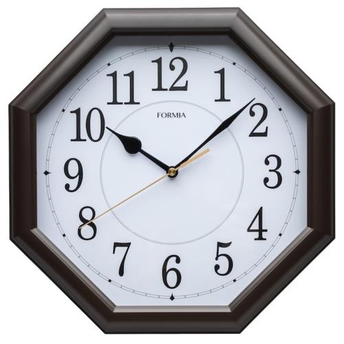保土ヶ谷電子販売 HWC-019W-BR ブラウン アナログ掛時計 FORMIA フォルミア 見やすい シンプル 連続秒針 八角