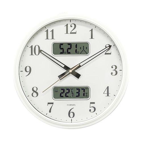クレファー HWC-020W-WH ホワイト フォルミア 掛け時計 温度 湿度 日付 曜日 連続秒針 アナログ