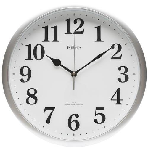 保土ヶ谷電子販売 HWC-024RC-SV(シルバー) アナログ電波掛け時計 FORMIA(フォルミア) 見やすい シンプル 夜間秒針停止