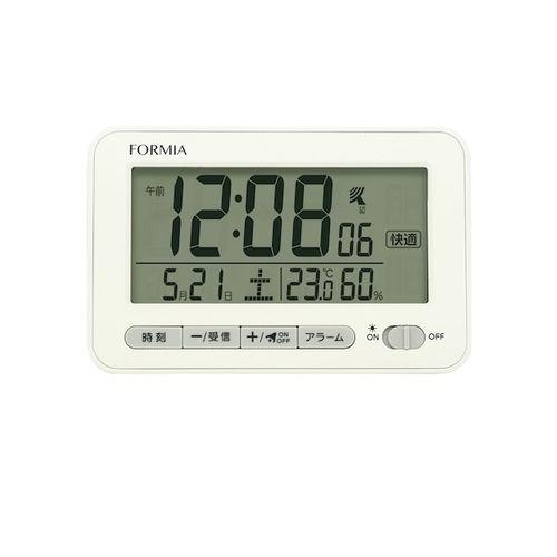 クレファー HT-041RC ホワイト フォルミア 電波目覚まし時計 温度 湿度