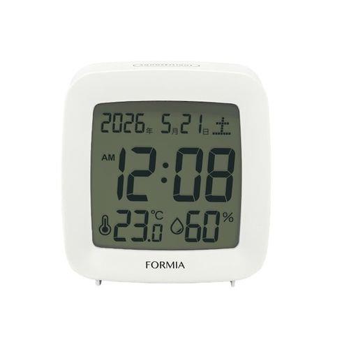 クレファー HT-042WH(ホワイト) フォルミア 置き目覚まし時計 温度 湿度 日付 曜日 電子音