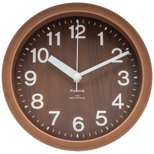 保土ヶ谷電子販売 HIC-007RC-BR ブラウン インテリア電波掛け時計 置き掛け兼用 Formia フォルミア 夜間秒針停止 ポップ
