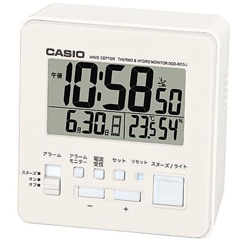 CASIO(カシオ) DQD-805J-7JF ホワイト 電波目覚まし時計 温湿度計付き