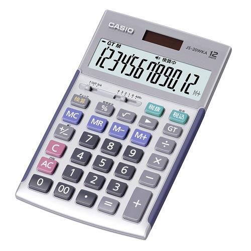 CASIO(カシオ) JS-20WKA-SR-N シルバー ジャストタイプ 実務電卓 12桁