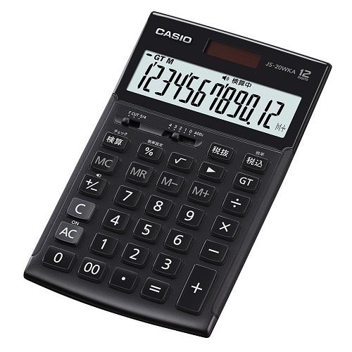 CASIO(カシオ) JS-20WKA-BK-N ブラック ジャストタイプ 実務電卓 12桁