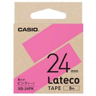 CASIO(カシオ) XB-24PK ラテコテープ 24mm ピンク/黒文字