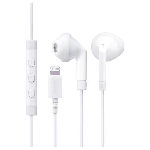 エレコム(ELECOM) EHP-LF10IMAWH ホワイト ステレオヘッドホン Lighting 13.6mmドライバ マイク付