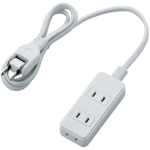 エレコム(ELECOM) T-S02N-2310WH ホワイト スイングプラグタップ 延長コード 2ピン 3個口 1m