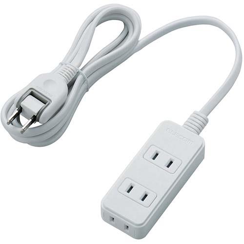 エレコム(ELECOM) T-S02N-2320WH ホワイト スイングプラグタップ 延長コード 2ピン 3個口 2m