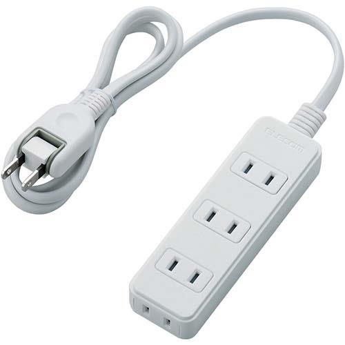 エレコム(ELECOM) T-S02N-2410WH ホワイト スイングプラグタップ 延長コード 2ピン 4個口 1m