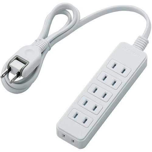 エレコム(ELECOM) T-ST02N-2610WH ホワイト シャッタータップ 延長コード 2ピン 6個口 1m