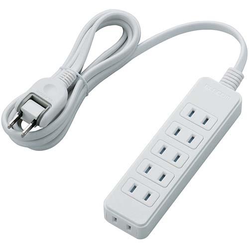 エレコム(ELECOM) T-ST02N-2620WH ホワイト シャッタータップ 延長コード 2ピン 6個口 2m
