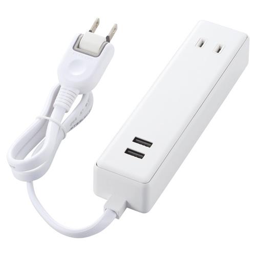エレコム(ELECOM) MOT-U09-2206WH ホワイト ﾓﾊﾞｲﾙUSBﾀｯﾌﾟ ｹｰﾌﾞﾙ0.6m 2口+2ﾎﾟｰﾄ 上挿し1･横挿し1 0.6m