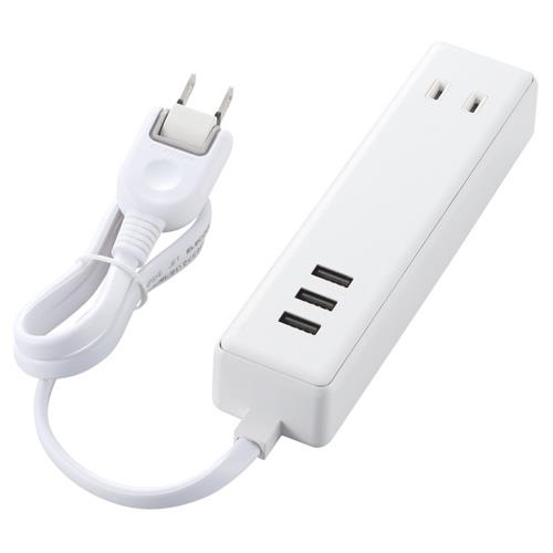エレコム(ELECOM) MOT-U10-2306WH ホワイト ﾓﾊﾞｲﾙUSBﾀｯﾌﾟ ｹｰﾌﾞﾙ0.6m 2口+3ﾎﾟｰﾄ 上挿し1･横挿し1 0.6m