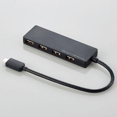 エレコム(ELECOM) U2HC-A429BBK ブラック USB Type-C接続4ポートUSB2.0ハブ 15cm