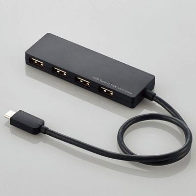 エレコム(ELECOM) U2HC-A430BBK ブラック USB Type-C接続4ポートUSB2.0ハブ 30cm
