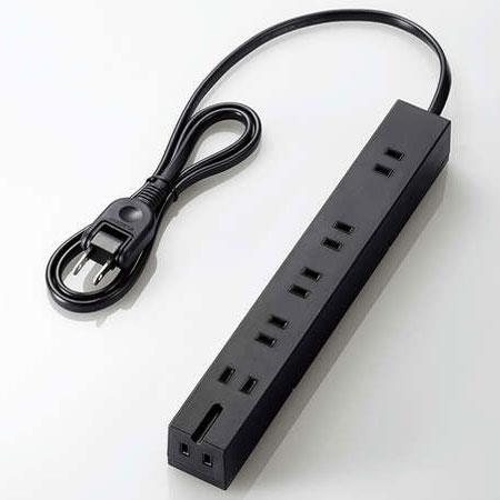 エレコム(ELECOM) T-KF01-2610BK ブラック 雷/回転機能タップ 延長コード 2ピン 6個口 1m