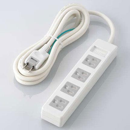 エレコム(ELECOM) T-T1C-3425WH(ホワイト) 電源タップ シャッタータップ 延長コード 3ピン 4個口 2.5m