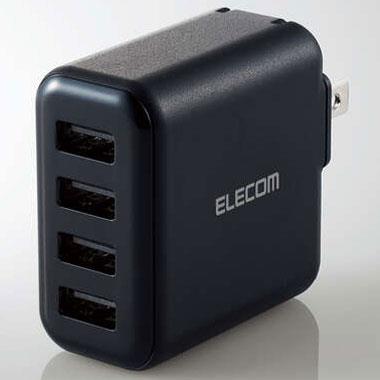 エレコム(ELECOM) MPA-ACU13BK ブラック AC充電器 4.8A/Aポート×4