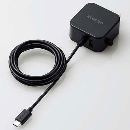 エレコム(ELECOM) MPA-ACC22BK ブラック AC充電器 2.4A/Cケーブル一体型＋Aポート×1 1.5m