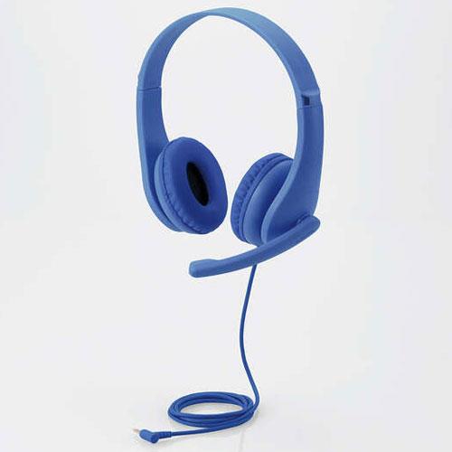 エレコム(ELECOM) HS-KD01TDBU(ブルー) 子ども用ヘッドセット 有線 4極ミニプラグ 両耳 マイクアーム付