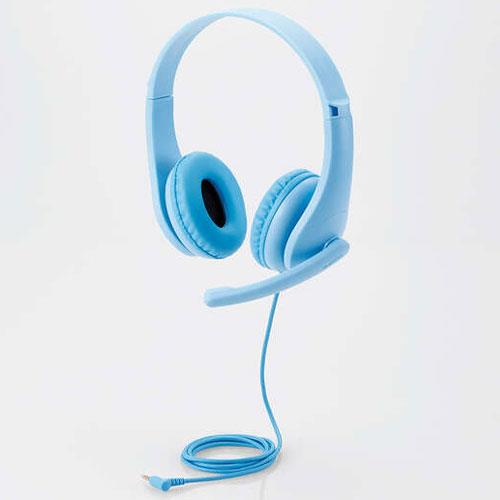 エレコム(ELECOM) HS-KD01TLBU(ﾗｲﾄﾌﾞﾙｰ) 子ども用ヘッドセット 有線 4極ミニプラグ 両耳 マイクアーム付