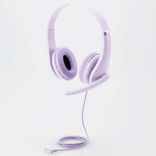エレコム(ELECOM) HS-KD01TPL パープル 子ども用ヘッドセット 有線 4極ミニプラグ 両耳 マイクアーム付