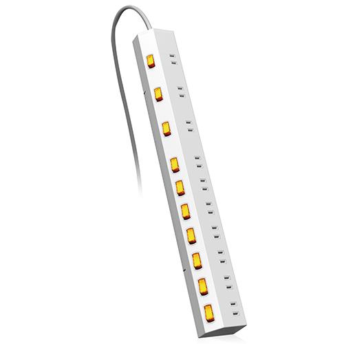 エレコム(ELECOM) T-K7A-21025WH ホワイト 電源タップ 個別スイッチ付き 延長コード 2ピン 10個口 2.5m