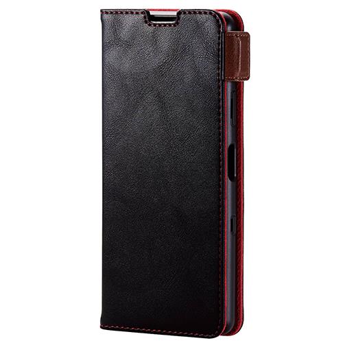 エレコム(ELECOM) PM-X213PLFYBK ブラック Xperia 10 III用 ｿﾌﾄﾚｻﾞｰｹｰｽ ステッチ 磁石付き 手帳型