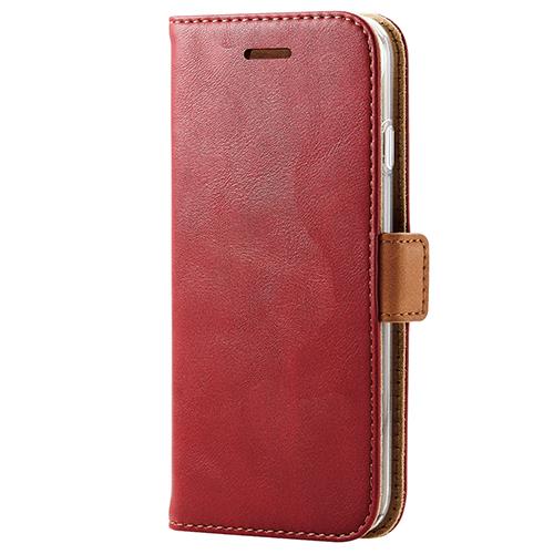 エレコム(ELECOM) PM-A22SPLFYRD(レッド) iPhone SE(第3世代) /SE(第2世代) /8/7用 ﾚｻﾞｰｹｰｽ 手帳型
