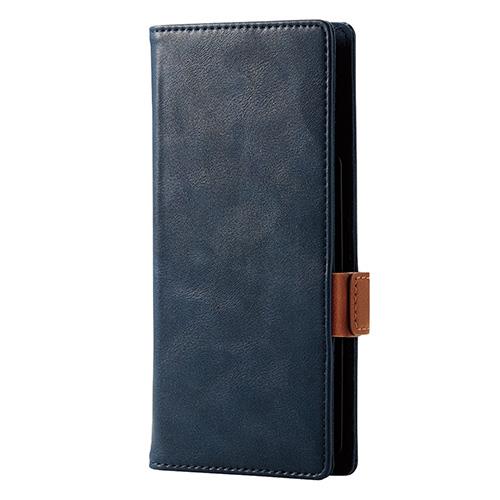 エレコム(ELECOM) P-05PLFYSBU(ネイビー) スマートフォン用マルチカバー 磁石付 Lサイズ