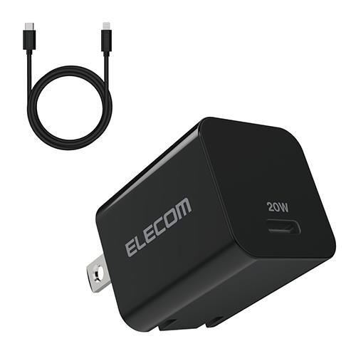 エレコム(ELECOM) MPA-ACLP04BK(ﾌﾞﾗｯｸ) USB Power Delivery3.0対応 USB Type-C 充電器 ケーブル付属1.5m