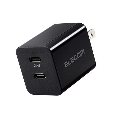 エレコム(ELECOM) MPA-ACCP35BK(ブラック) PD対応 USB Type-C 2ポート搭載 充電器 最大出力20W