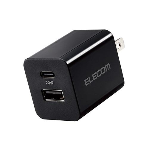 エレコム(ELECOM) MPA-ACCP36BK ブラック PD対応 USB Type-C/USB-Aポート 充電器 最大出力20W