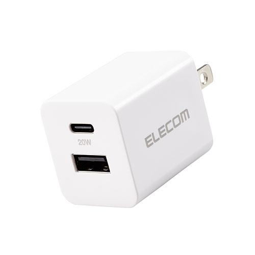エレコム(ELECOM) MPA-ACCP36WH ホワイト PD対応 USB Type-C/USB-Aポート 充電器 最大出力20W