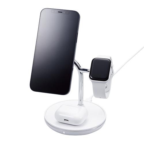エレコム(ELECOM) W-MS04WH ホワイト MagSafe対応 iPhone/AirPods/Apple Watch用 ワイヤレス充電器