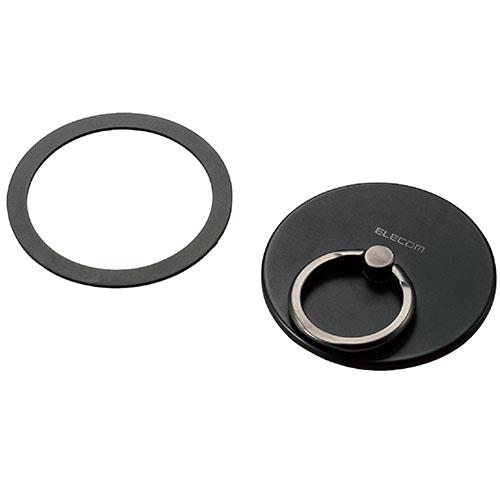 エレコム(ELECOM) P-STRMKPSLBK(ブラック) スマートフォン対応 マグネットリング メタルプレート付属