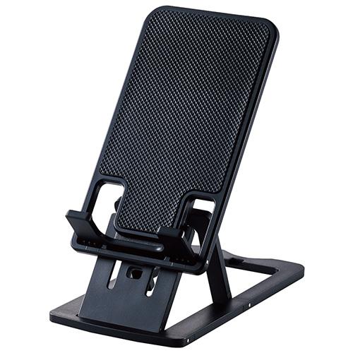 エレコム(ELECOM) P-DSCHCMP-BK ブラック タブレット スマホスタンド 卓上 折り畳み式 角度6段階