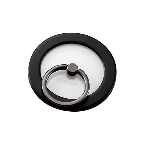 エレコム(ELECOM) P-STRMKMCR-BK(ﾌﾞﾗｯｸ) スマホリング マグネット メタルプレート付属 ｽﾏﾎｽﾀﾝﾄﾞ機能