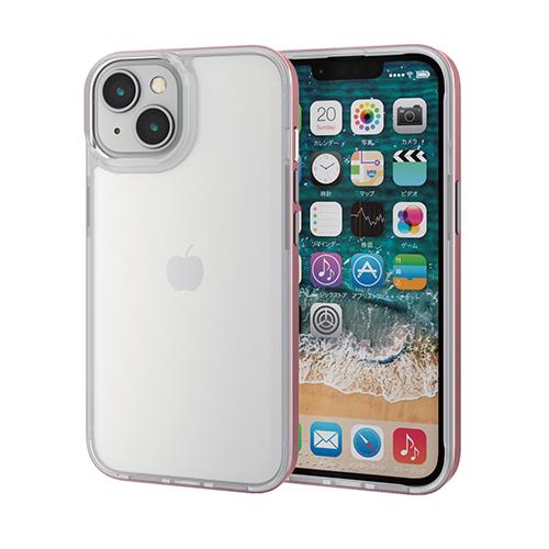 エレコム(ELECOM) PM-A22AHVMPN ピンク iPhone 14/13用 ハイブリッドケース 耐衝撃 サイドメッキ